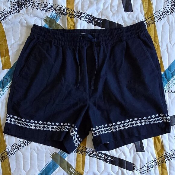 Simons Djab Embroidered cotton-linen shorts - Picture 1 of 2
